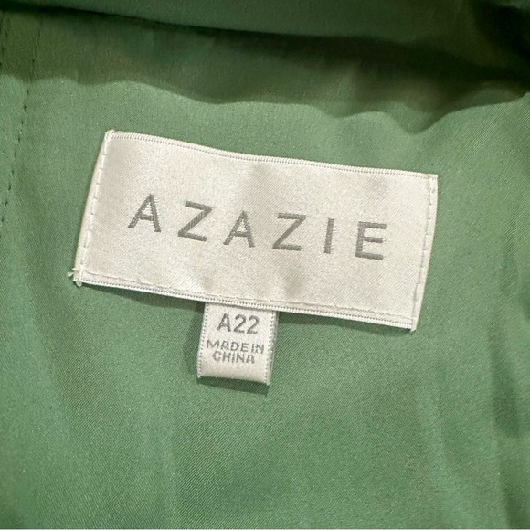 Azazie Women’s Nina A-Line Pleated Chiffon Bridesmaid Dress in Eucalyptus - Picture 5 of 6